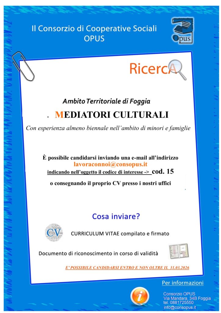Ricerca personale – Ambito Territoriale di Foggia · MEDIATORI CULTURALI